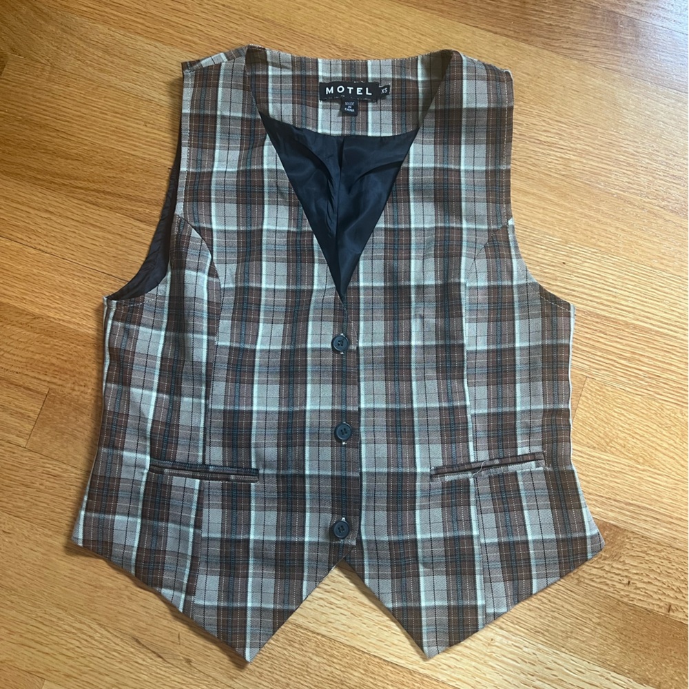 Plaid Buttoned Vest Going Out Top
